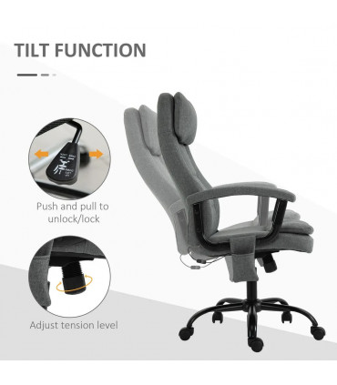 2-Point Massage Office Chair Linen-Look Fabric Adjustable Height Chair Grey