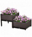 Planter Box Brown 50cm x 50cm x 46.5cm 2-Piece Raised Garden Bed for Flowers