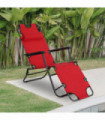 Steel Red 135cm x 60cm x 89cm Outdoor Folding Sun Lounger Adjustable Back Pillow