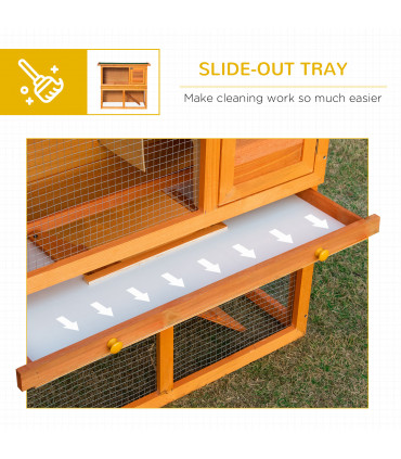 2-tier Rabbit Hutch Small Animal Wooden Vintage Yellow Green 90L x 45W x 80H cm