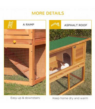2-tier Rabbit Hutch Small Animal Wooden Vintage Yellow Green 90L x 45W x 80H cm