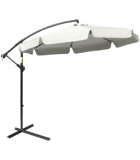 Polyester Cream 2.7m Garden Banana Parasol Cantilever Crank Shade Outdoor