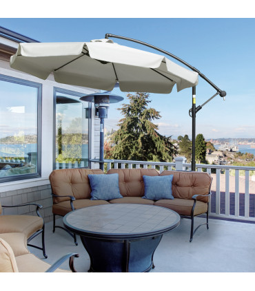 Polyester Cream 2.7m Garden Banana Parasol Cantilever Crank Shade Outdoor