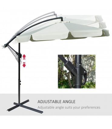 Polyester Cream 2.7m Garden Banana Parasol Cantilever Crank Shade Outdoor