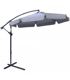 Metal Dark Grey 2.65m x 2.65m x 2.65m 2.7m Outdoor Large Overhanging Parasol