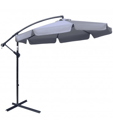 Metal Dark Grey 2.65m x 2.65m x 2.65m 2.7m Outdoor Large Overhanging Parasol