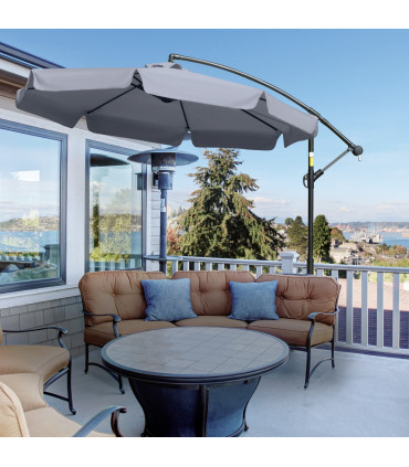 Metal Dark Grey 2.65m x 2.65m x 2.65m 2.7m Outdoor Large Overhanging Parasol