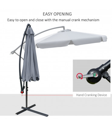 Metal Dark Grey 2.65m x 2.65m x 2.65m 2.7m Outdoor Large Overhanging Parasol