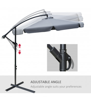 Metal Dark Grey 2.65m x 2.65m x 2.65m 2.7m Outdoor Large Overhanging Parasol