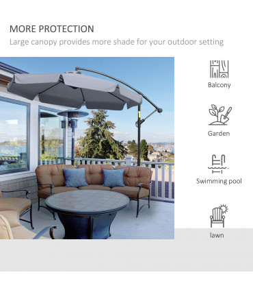 Metal Dark Grey 2.65m x 2.65m x 2.65m 2.7m Outdoor Large Overhanging Parasol