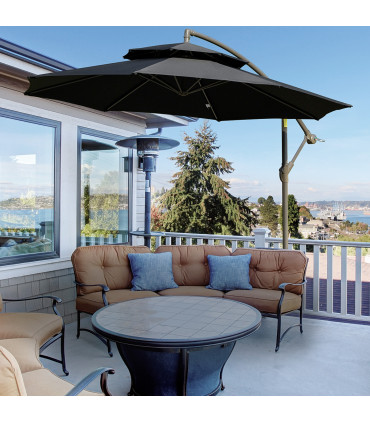 Steel Black 267cm x 267cm x 265cm 2.7m Cantilever Patio Umbrella Shade