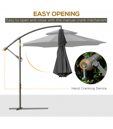Steel Black 267cm x 267cm x 265cm 2.7m Cantilever Patio Umbrella Shade