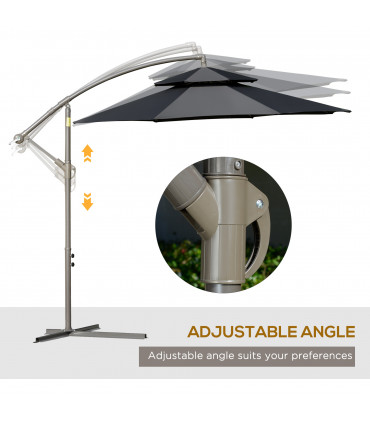 Steel Black 267cm x 267cm x 265cm 2.7m Cantilever Patio Umbrella Shade
