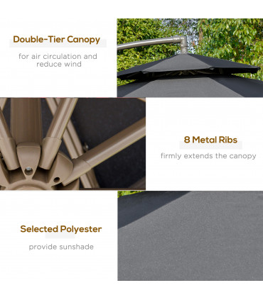 Steel Black 267cm x 267cm x 265cm 2.7m Cantilever Patio Umbrella Shade