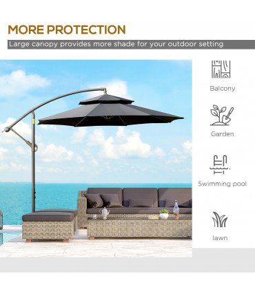 Steel Black 267cm x 267cm x 265cm 2.7m Cantilever Patio Umbrella Shade