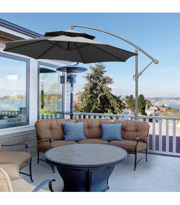 Steel Dark Grey  x 265cm 2.7m Garden Banana Parasol Cantilever Umbrella