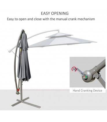 Steel Dark Grey  x 265cm 2.7m Garden Banana Parasol Cantilever Umbrella