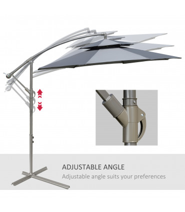 Steel Dark Grey  x 265cm 2.7m Garden Banana Parasol Cantilever Umbrella