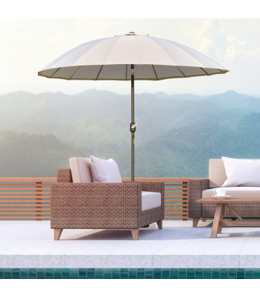 Metal 2.6m Round Curved Adjustable Parasol Off-White 255cm x 255cm x 240cm