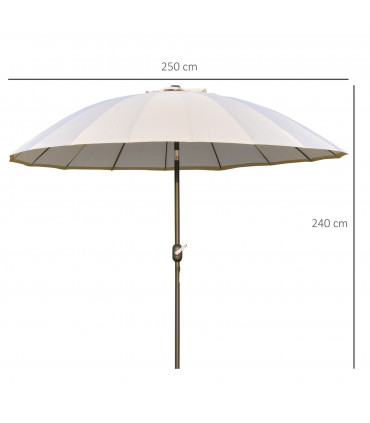 Metal 2.6m Round Curved Adjustable Parasol Off-White 255cm x 255cm x 240cm