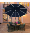 2.7m Garden Parasol Sun Umbrella Patio Summer Shelter w/ LED Solar Light Blue
