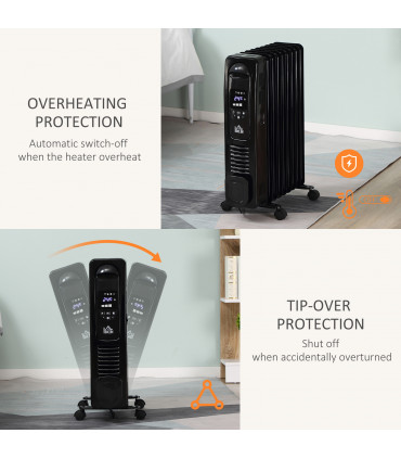 Black 2180W Digital Oil Filled Radiator