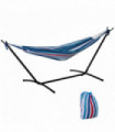 294 x 117cm Hammock with Metal Stand Portable Carrying Bag 120kg White Stripe