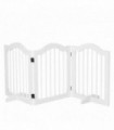 3 Panels Dog Gate w/ Support Feet Fence Safety Barrier Freestanding Wood White