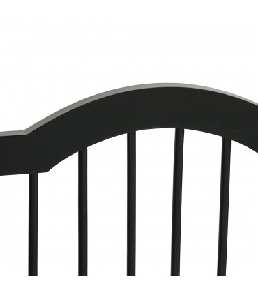 3 Panels Dog Gate w/ Support Feet Fence Safety Barrier Freestanding Wood Black