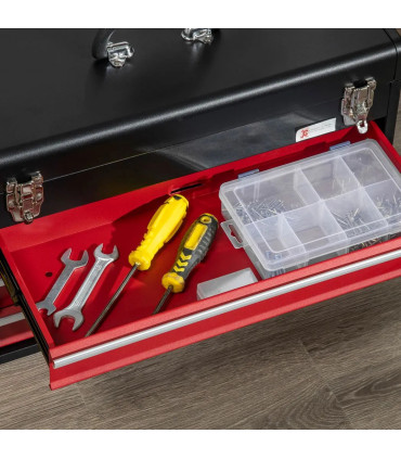 3 Drawer Tool Chest Lockable Tool Box w/ Ball Bearing Runners 51cmx22cmx32cm