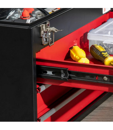 3 Drawer Tool Chest Lockable Tool Box w/ Ball Bearing Runners 51cmx22cmx32cm