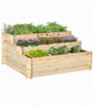 Garden Flower Box 3 Tier Raised 9 Grids Non-woven Fabric Natural Wood 117cm