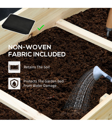 Garden Flower Box 3 Tier Raised 9 Grids Non-woven Fabric Natural Wood 117cm