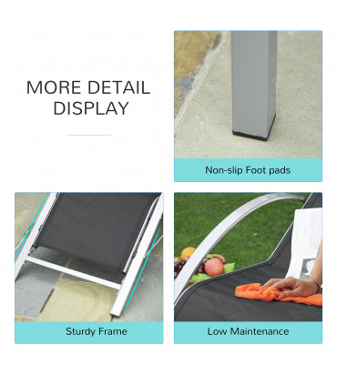 3 Pieces Lounge Chair Set Garden Sunbathing Chair w/ Table Black Metal