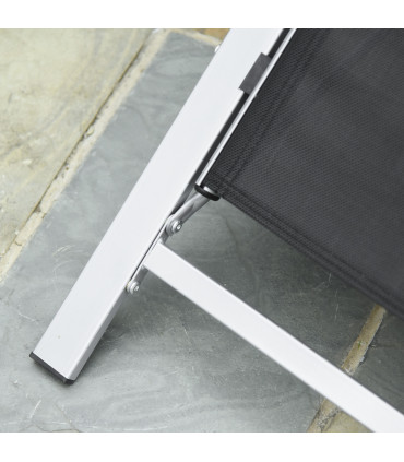 3 Pieces Lounge Chair Set Garden Sunbathing Chair w/ Table Black Metal