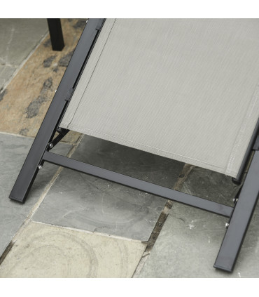 Metal Grey Sun Lounger Set 3 Pieces 59W x 169D x 66Hcm Table 41L x 41W x 45Hcm