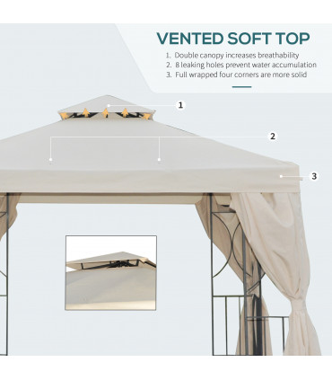 Garden Metal Gazebo Sun Shade Shelter Outdoor Party Tent Beige 295L x 295W (cm)