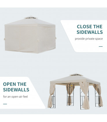 Garden Metal Gazebo Sun Shade Shelter Outdoor Party Tent Beige 295L x 295W (cm)