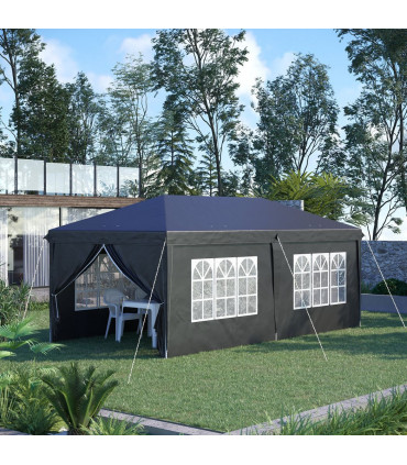 3 x 6m Pop Up Gazebo Height Adjustable Party Tent w/ Storage Bag Black