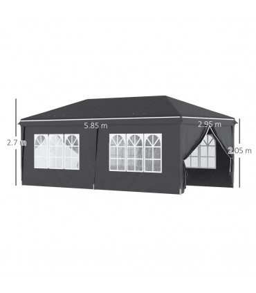 3 x 6m Pop Up Gazebo Height Adjustable Party Tent w/ Storage Bag Black