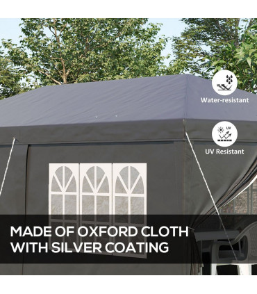 3 x 6m Pop Up Gazebo Height Adjustable Party Tent w/ Storage Bag Black