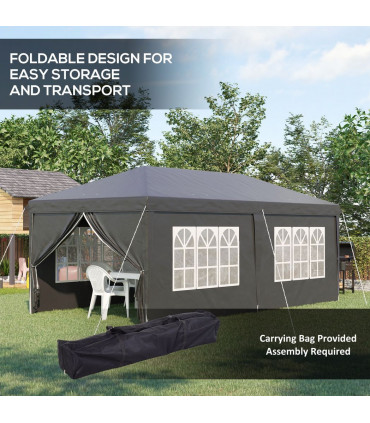 3 x 6m Pop Up Gazebo Height Adjustable Party Tent w/ Storage Bag Black