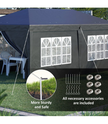 3 x 6m Pop Up Gazebo Height Adjustable Party Tent w/ Storage Bag Black