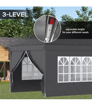 3 x 6m Pop Up Gazebo Height Adjustable Party Tent w/ Storage Bag Black