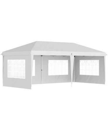 Gazebo: White Steel 585 cm x 295 cm x 270 cm 3 x 6m Heavy Duty Pop Up - White