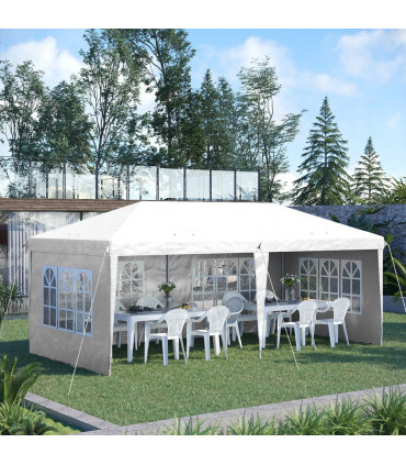 Gazebo: White Steel 585 cm x 295 cm x 270 cm 3 x 6m Heavy Duty Pop Up - White
