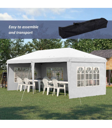 Gazebo: White Steel 585 cm x 295 cm x 270 cm 3 x 6m Heavy Duty Pop Up - White
