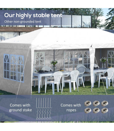 Gazebo: White Steel 585 cm x 295 cm x 270 cm 3 x 6m Heavy Duty Pop Up - White