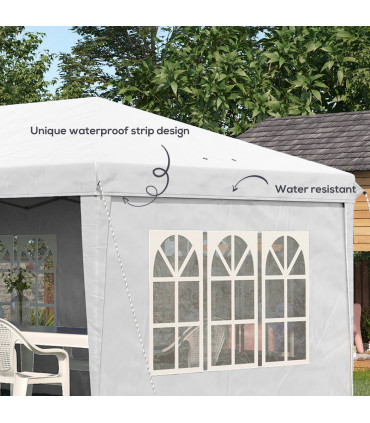 Gazebo: White Steel 585 cm x 295 cm x 270 cm 3 x 6m Heavy Duty Pop Up - White