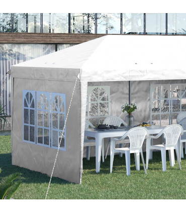 Gazebo: White Steel 585 cm x 295 cm x 270 cm 3 x 6m Heavy Duty Pop Up - White